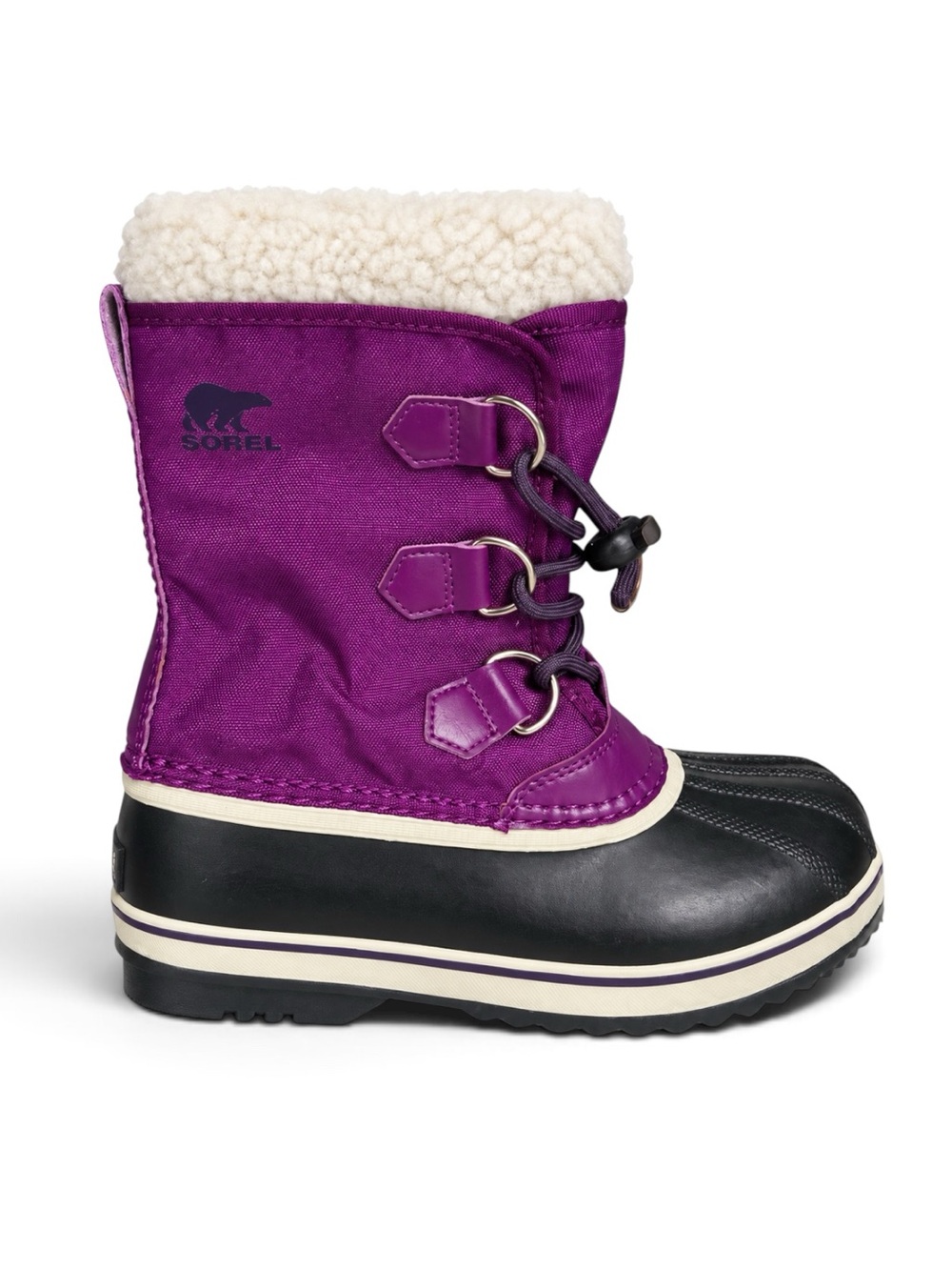 Sorel Kids Yoot Pac Insulated Waterproof Snow Boots Black Purple Girls Size 2